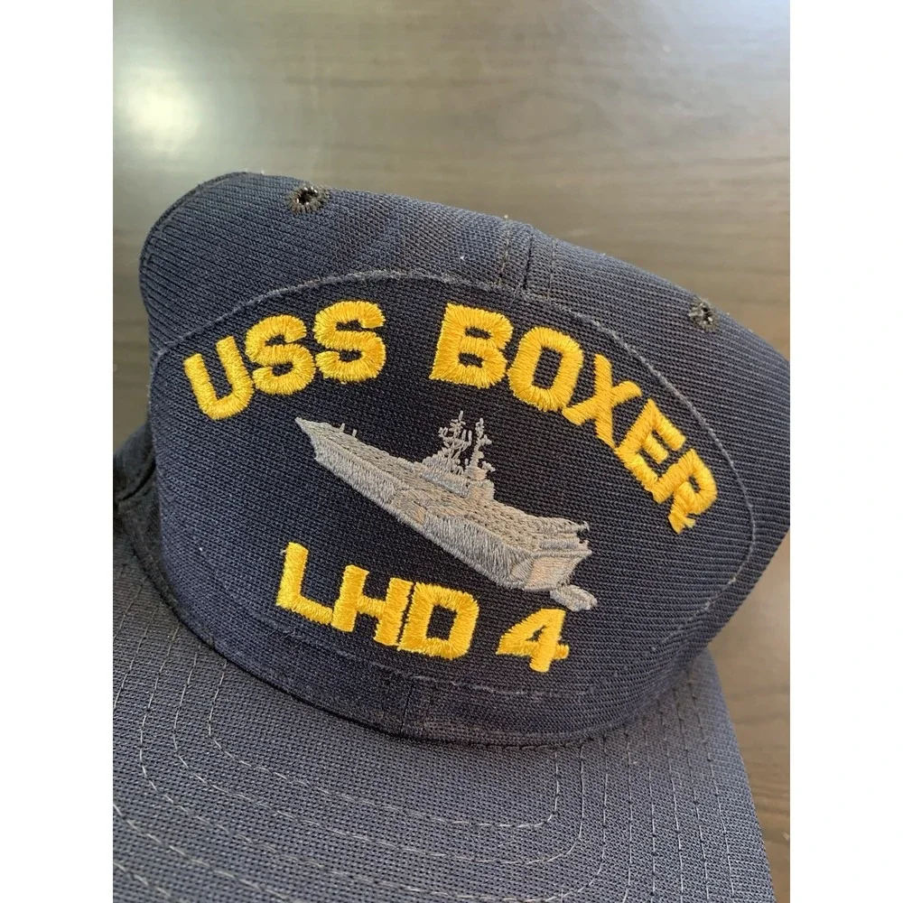 Vintage USS Boxer Hat Made‎ In USA LHD-4 New Era Snapnack Navy Ship Military